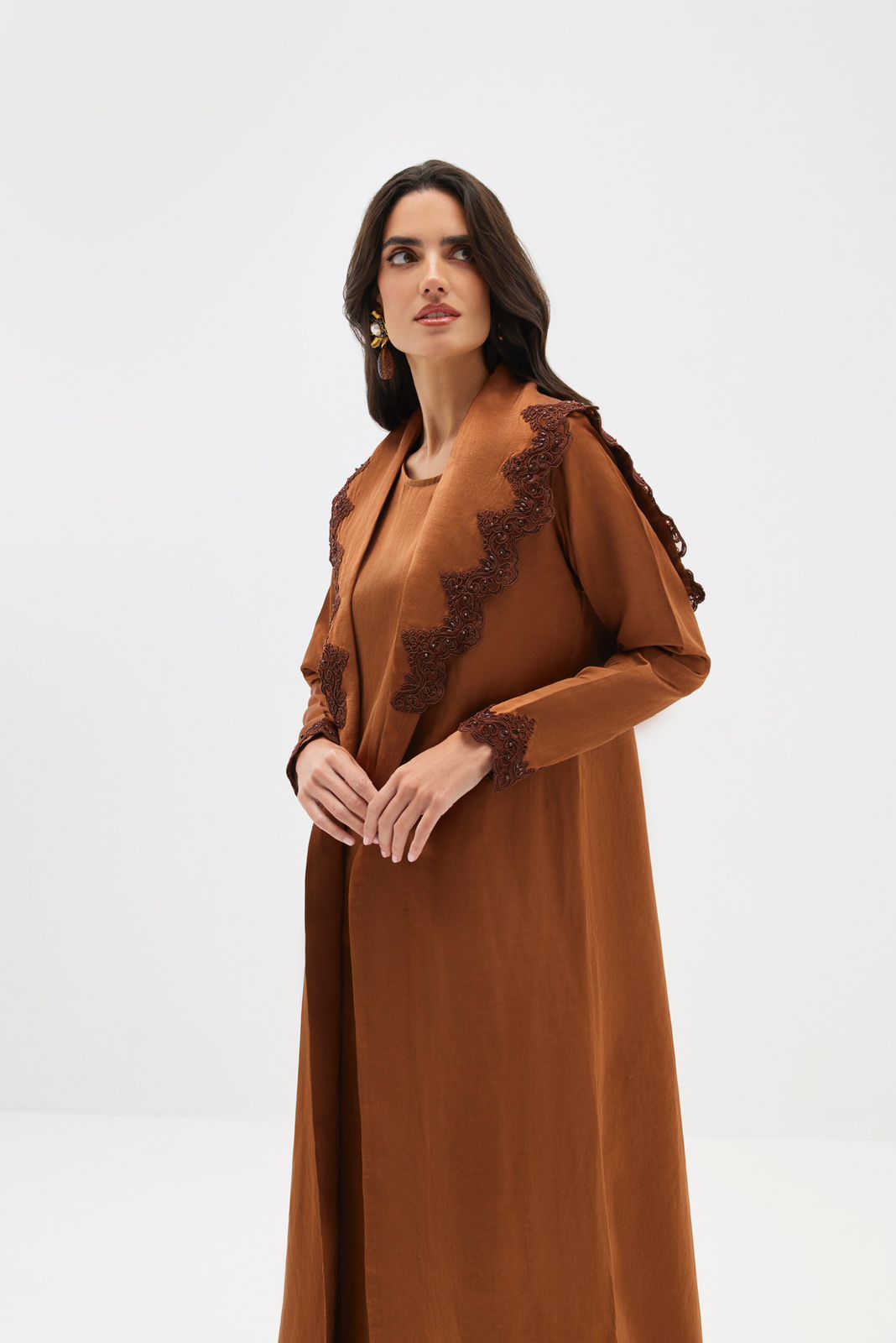 Burnt Brown Edge of Lace Coat