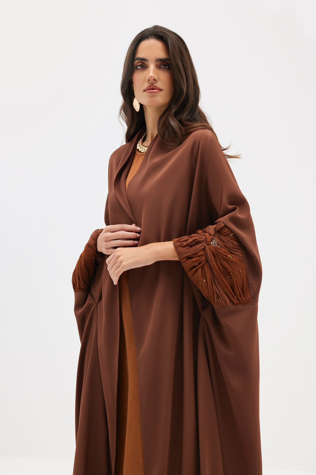 Burnt Brown Poncho with Ombre Sleeves