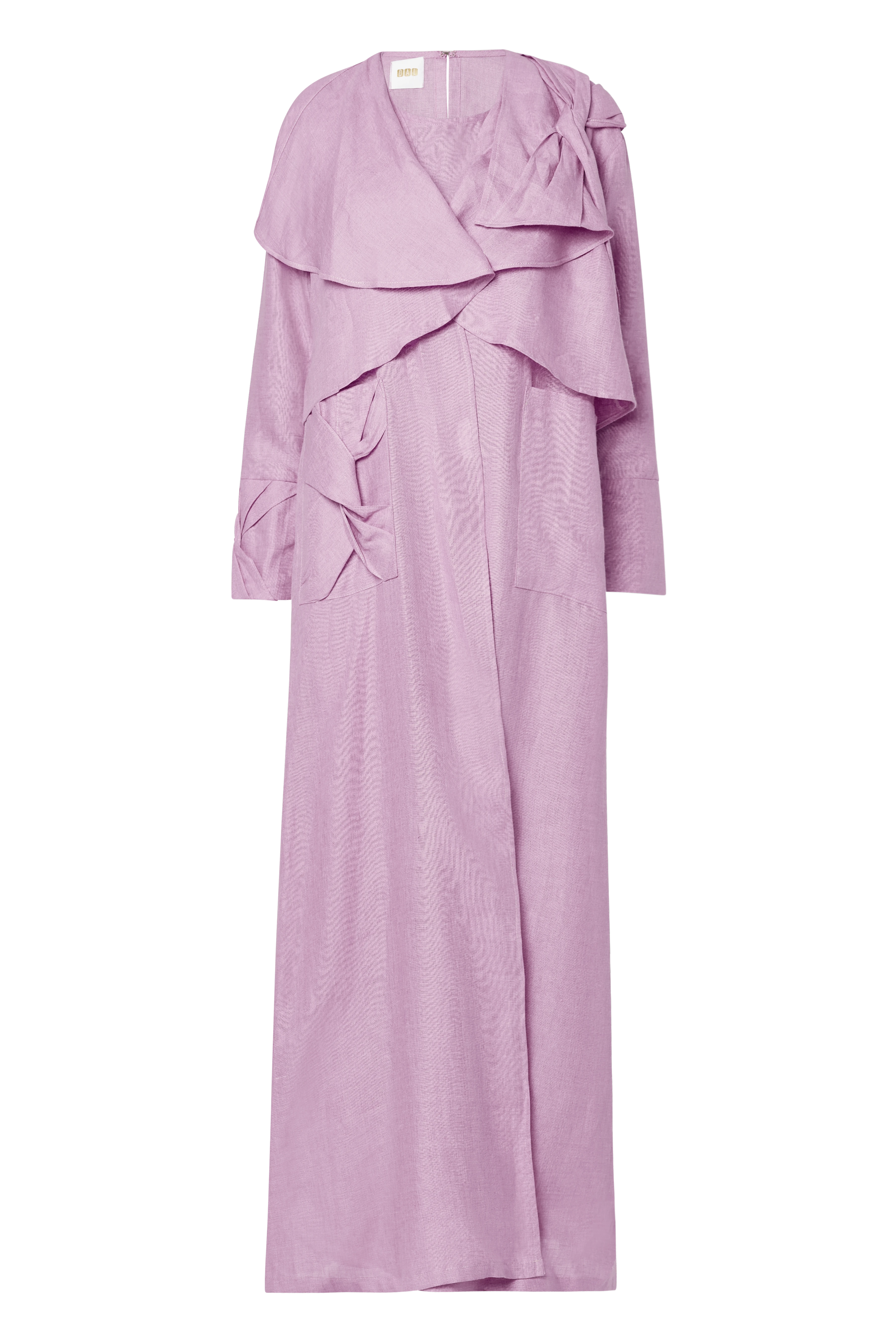 Linen Ruffle Side Knot Abaya (Barbie Pink)