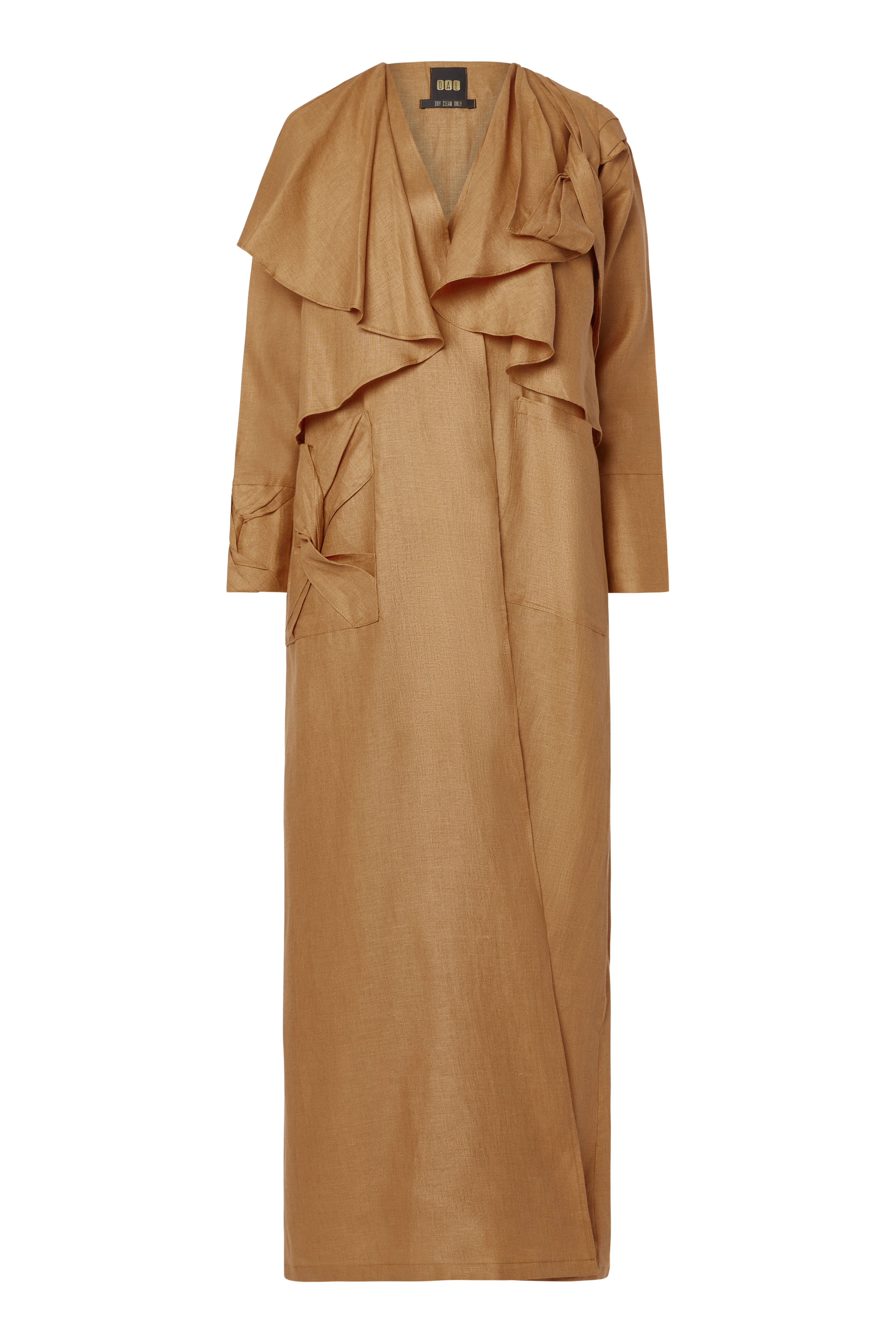 Linen Ruffle Side Knot Abaya (Ochre)
