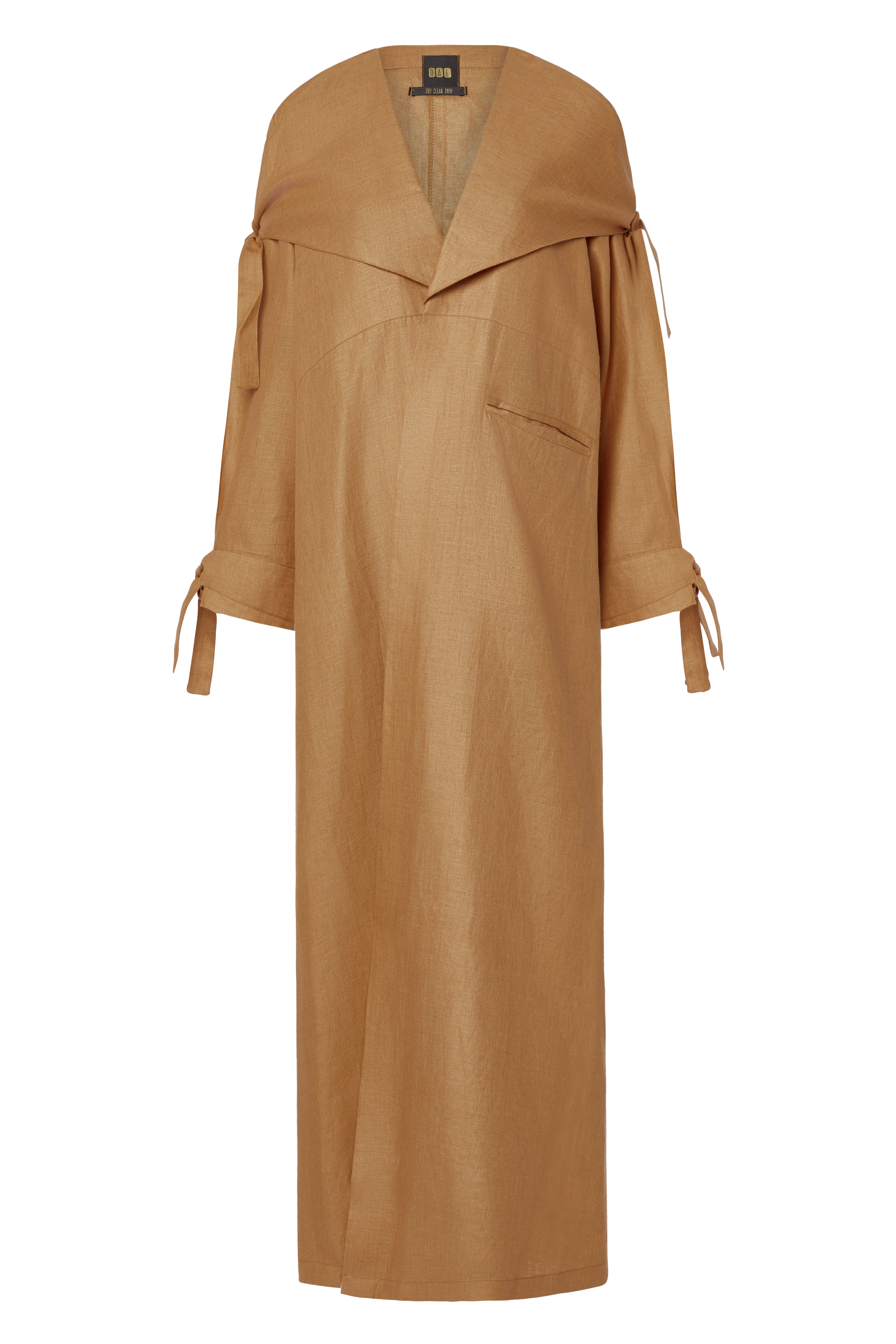 Linen Coat with Side Sleeve Knots (Ochre)