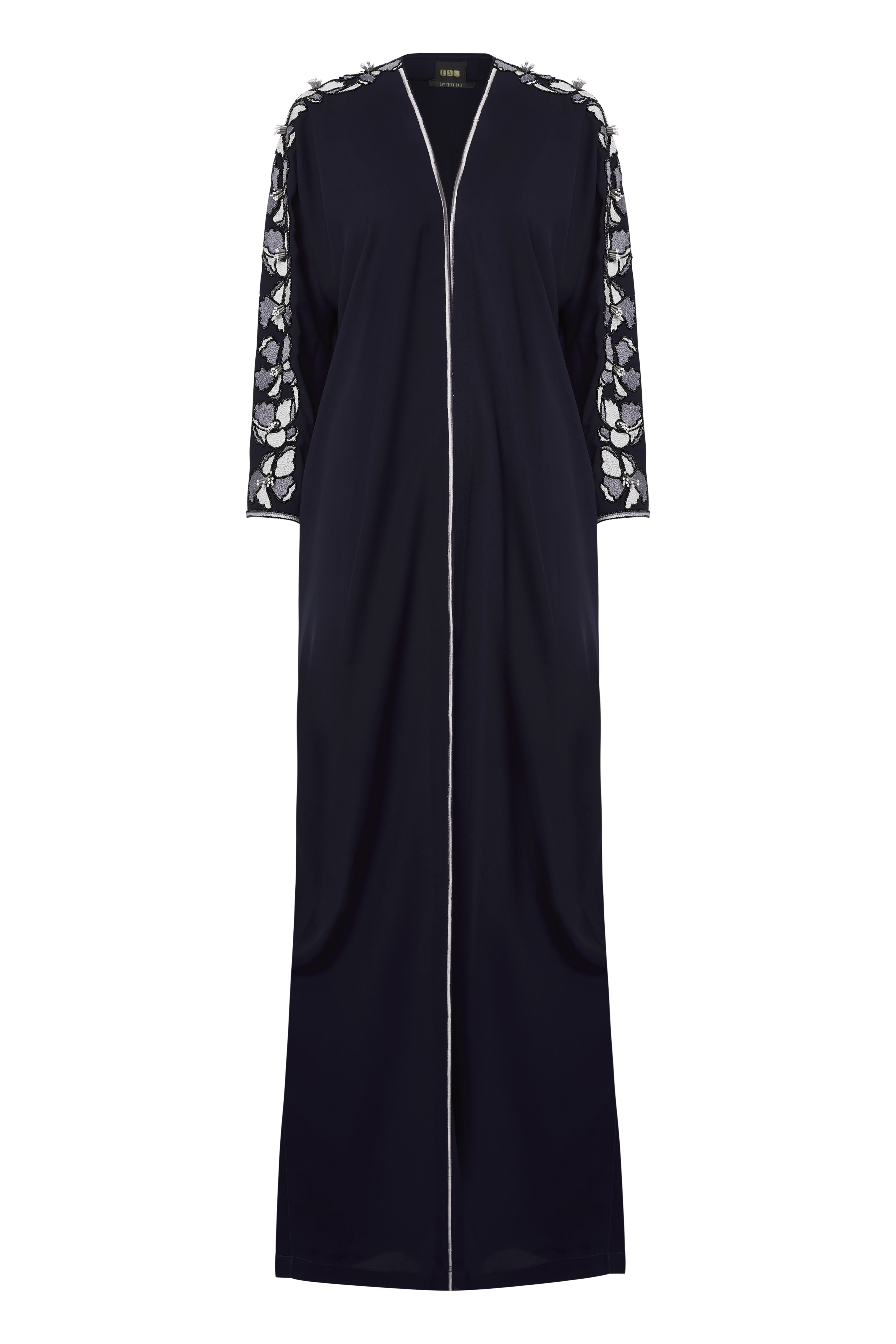 Crepe Abaya with Floral Arm Embroidery (Navy)