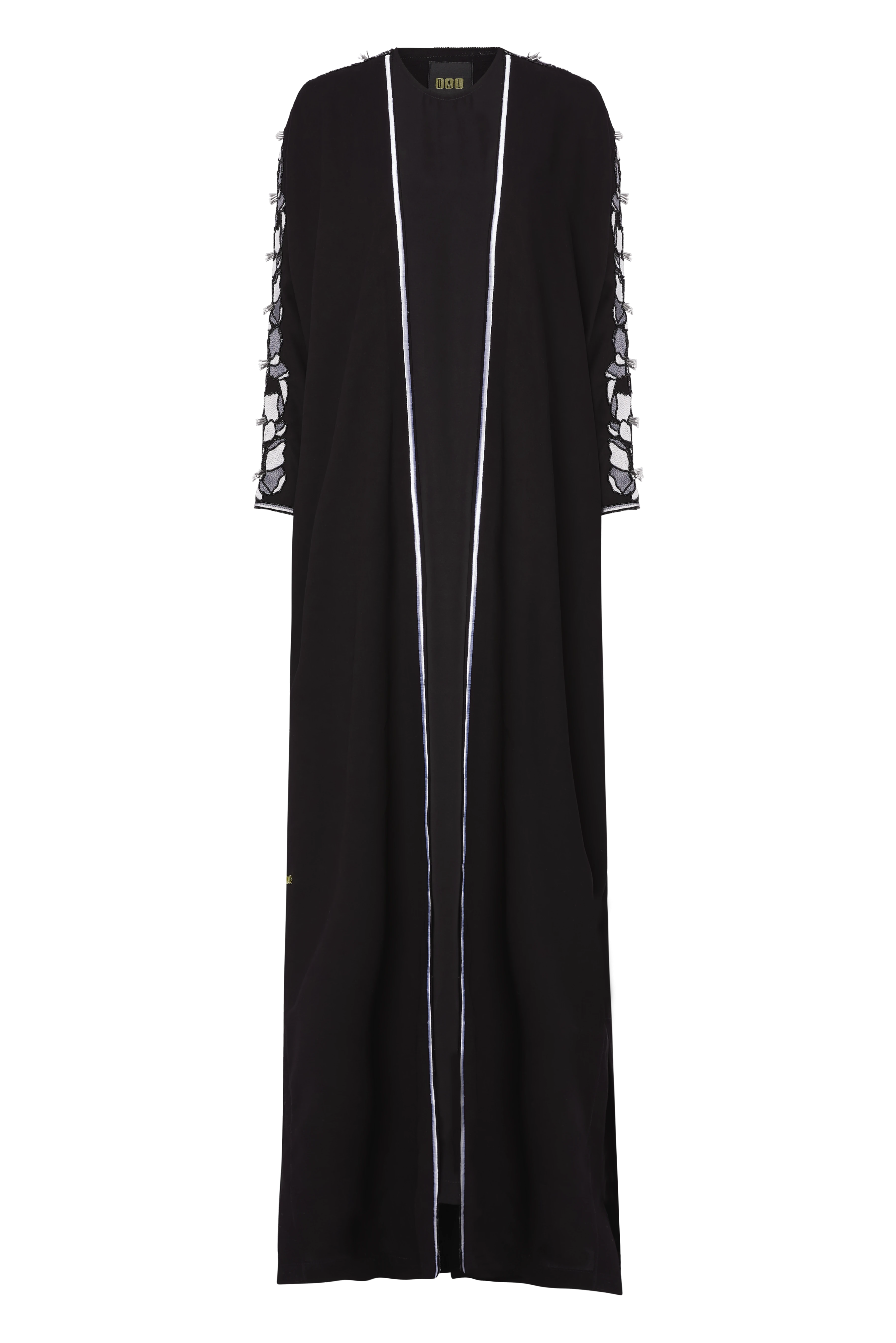 Crepe Abaya with Floral Arm Embroidery (Black)