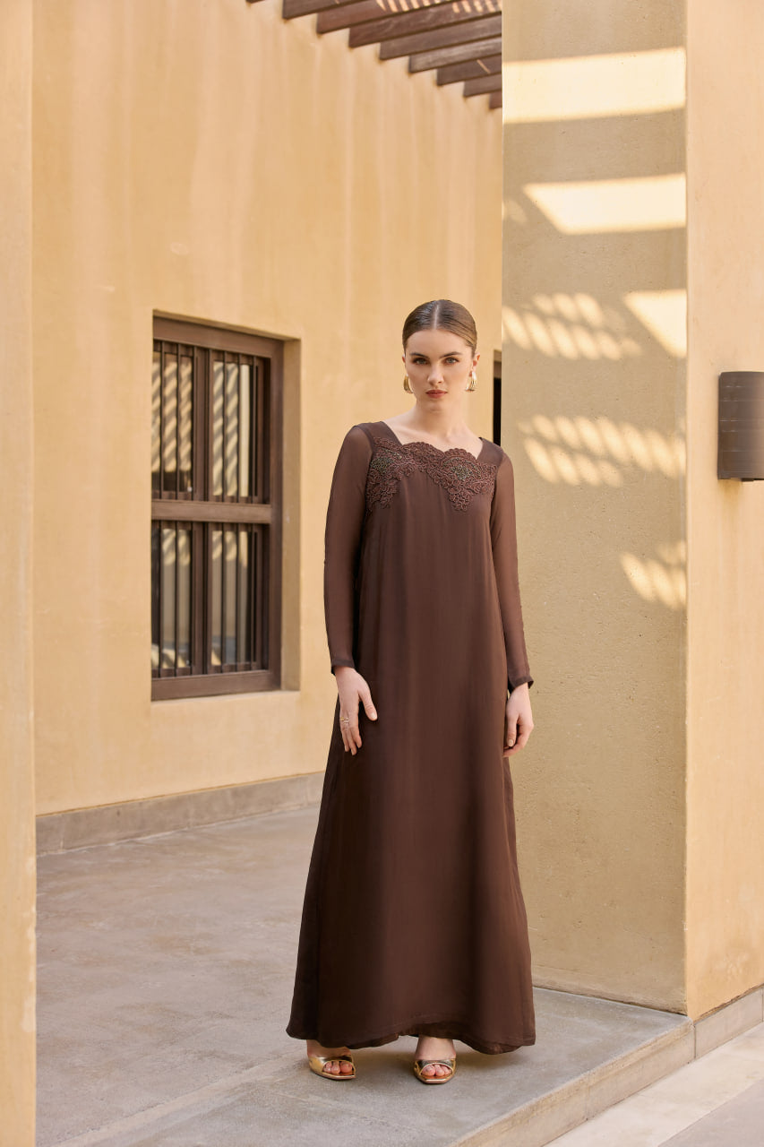 Cocoa Lace Kaftan