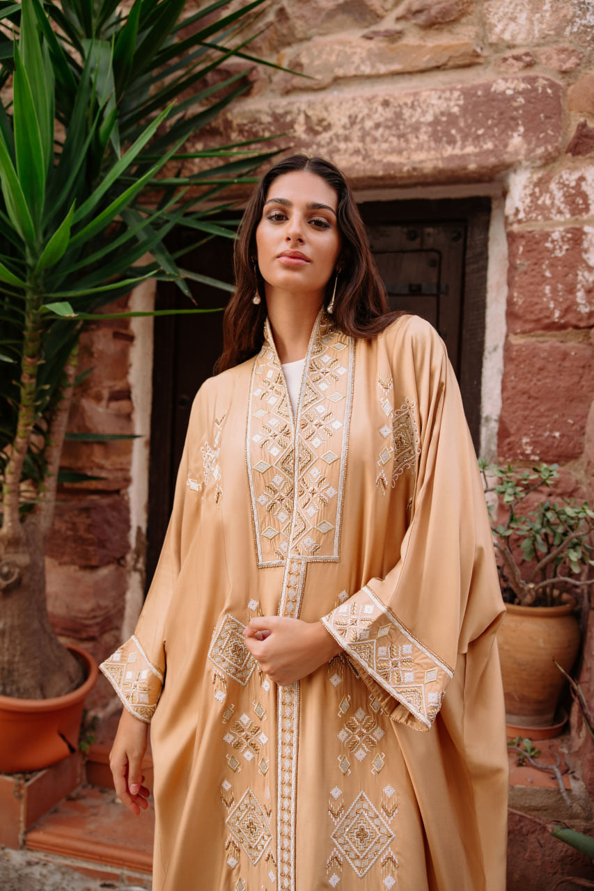 Beige Silk Palm Abaya