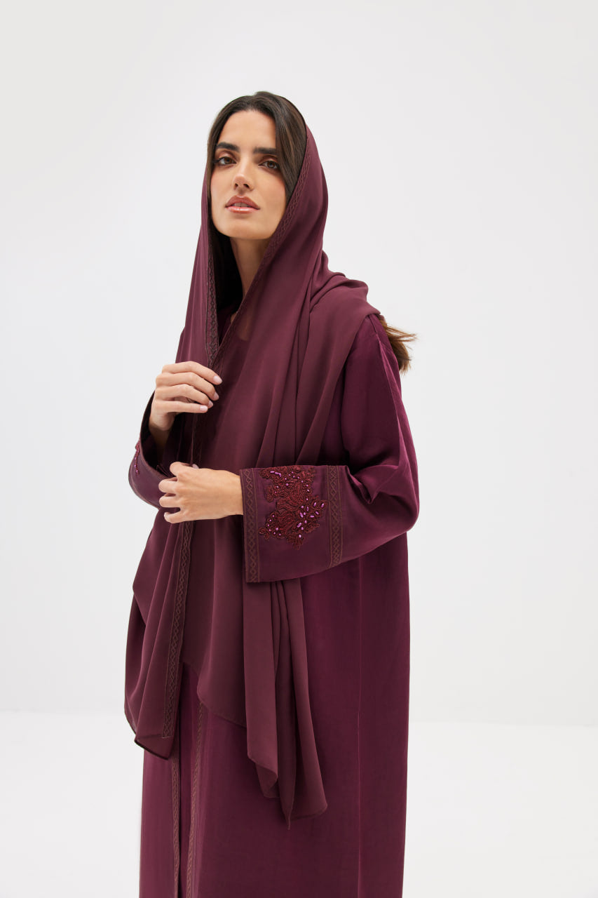 Edge of Lace Kimono in Burgundy