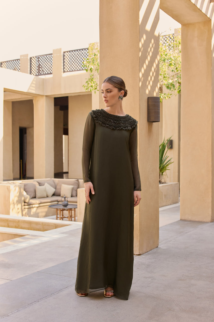 Olive Flutter Kaftan