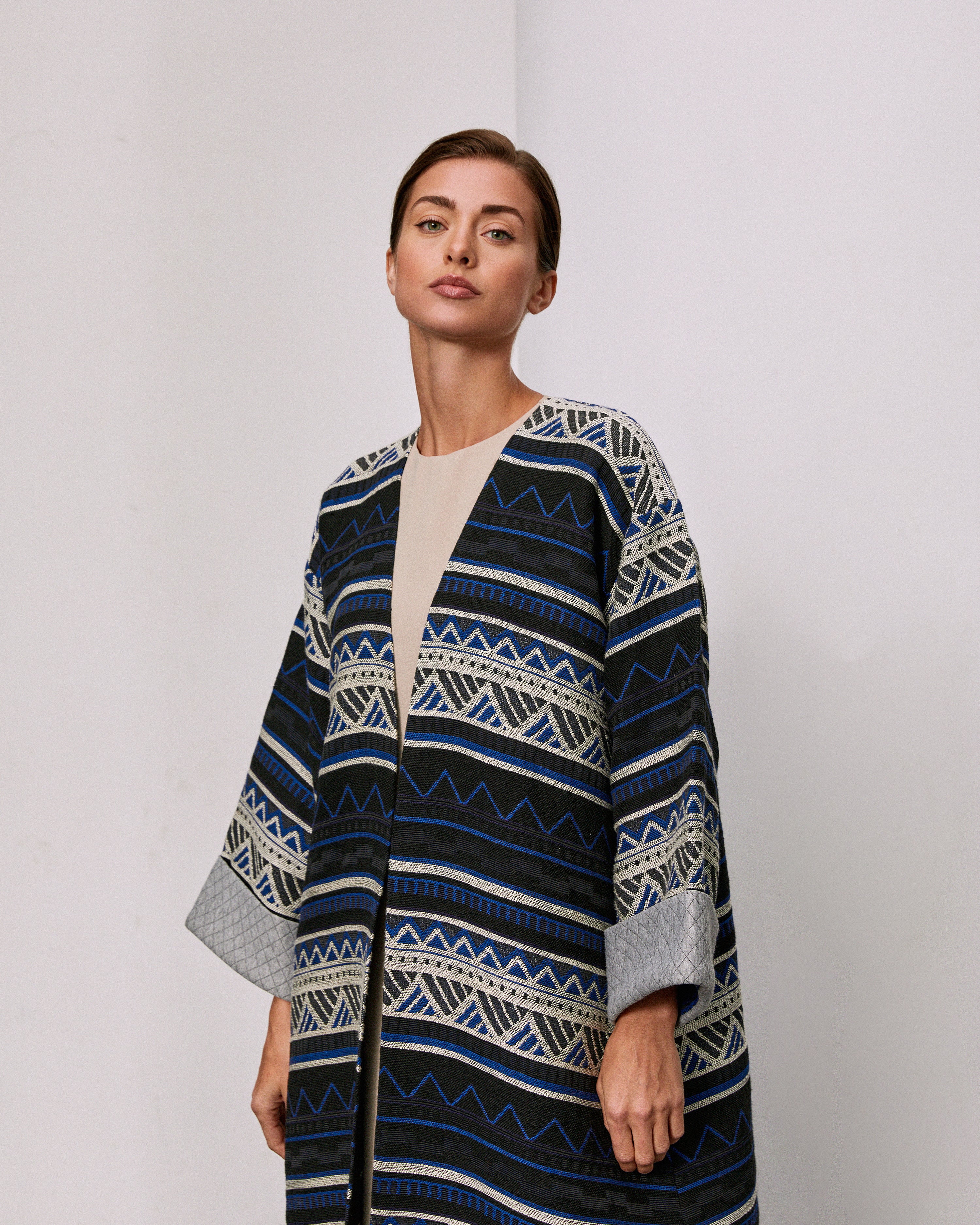 Geometric Cotton Brocade Abaya