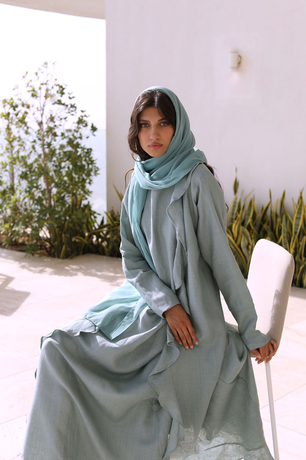 Mint Linen Cardigan Set