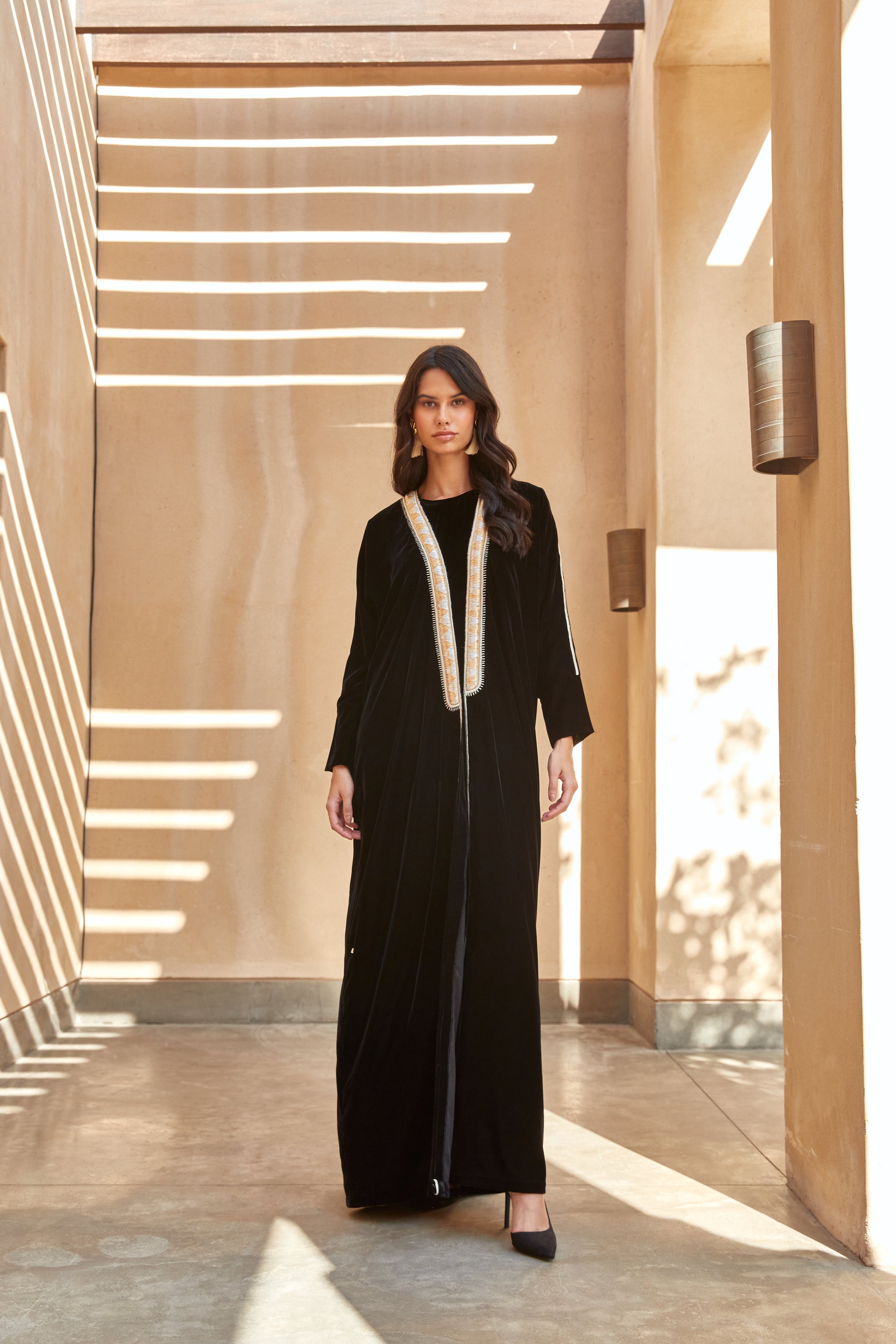 Black Velvet Meshlah with Bullion Embroidery