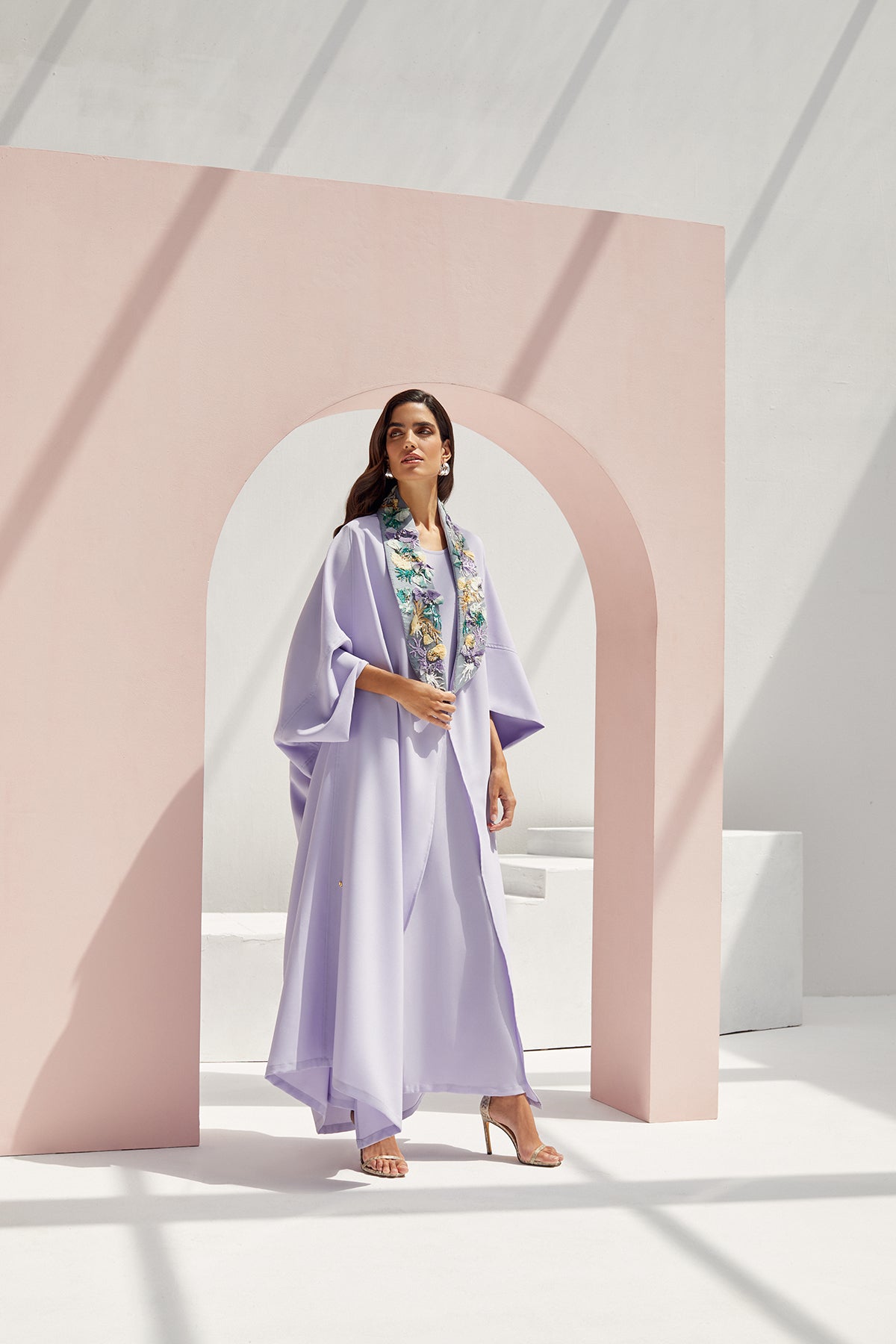 Purple Poncho with Embroidered Collar
