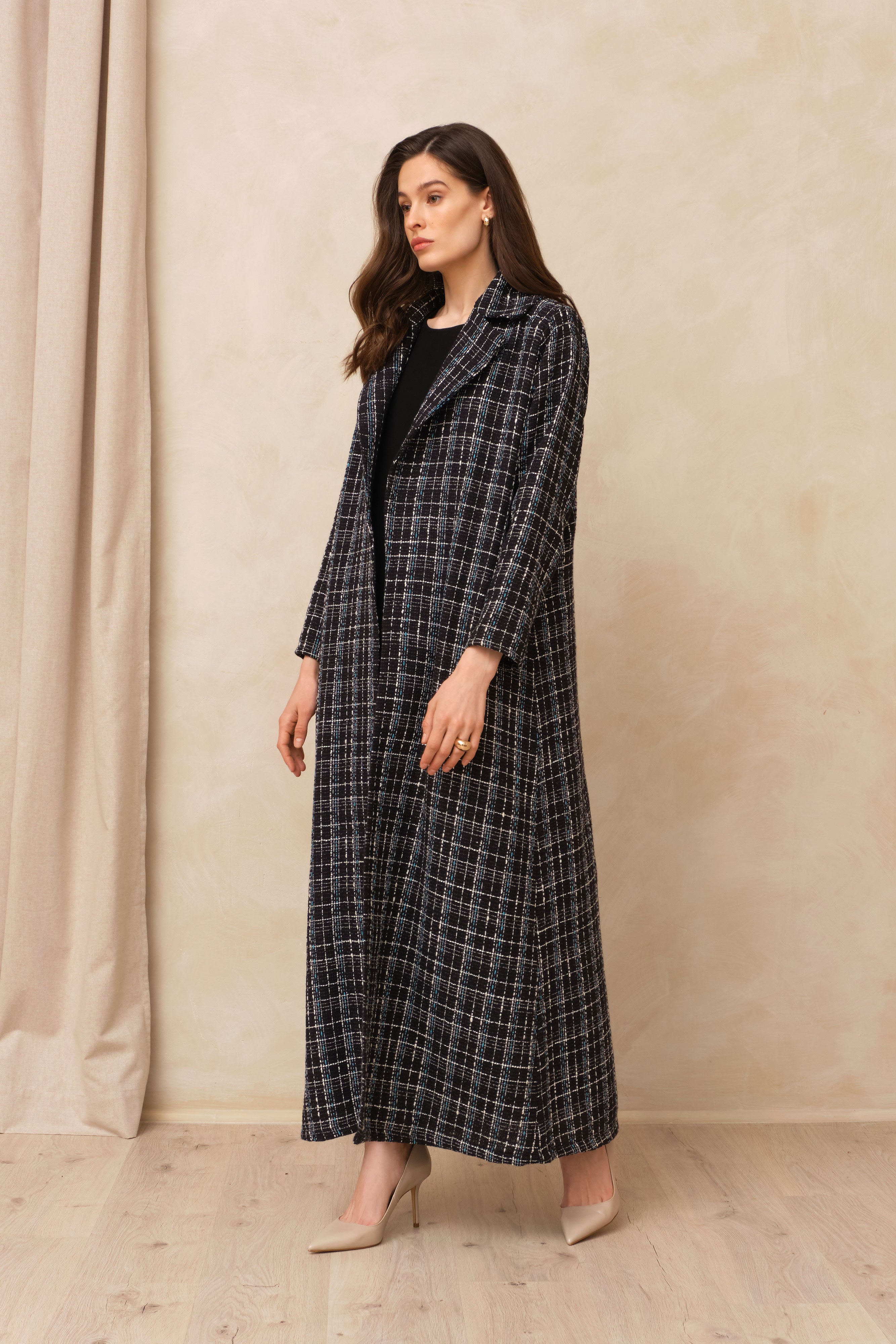 Teal and Black Tweed Coat